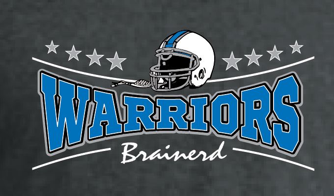 warrior football print brainerd warrior spirit wear, brainerd warrior wear custom order screen printing for warrior fanwear, buy warriror screen printed group orders